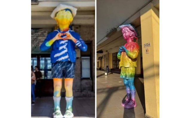 PSD Ploiești:„Să încerci să le vinzi oamenilor această bătaie de joc drept «artă urbană» este de o obrăznicie fără limite” Reacție dură după ce „Domnul Goe” a fost vopsit în culorile curcubeului