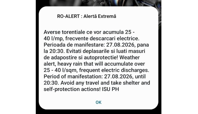 COD PORTOCALIU de fenomene meteorologice periculoase în Prahova și Buzău. S-a emis un mesaj RO-Alert