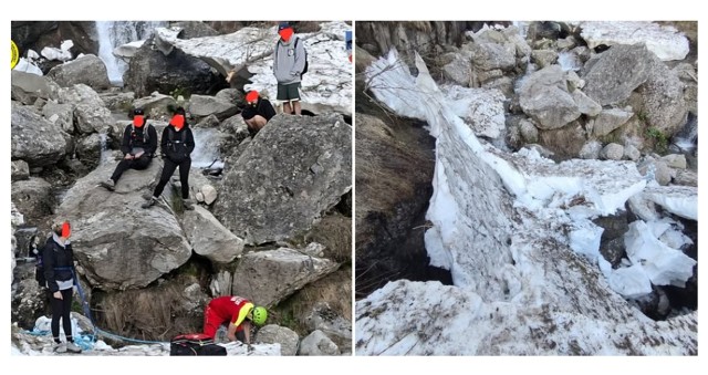 Salvamont Prahova: NU am declarat deschis traseul turistic Jepii Mici. Un pod de gheață s-a rupt la trecerea unui grup de turiști
