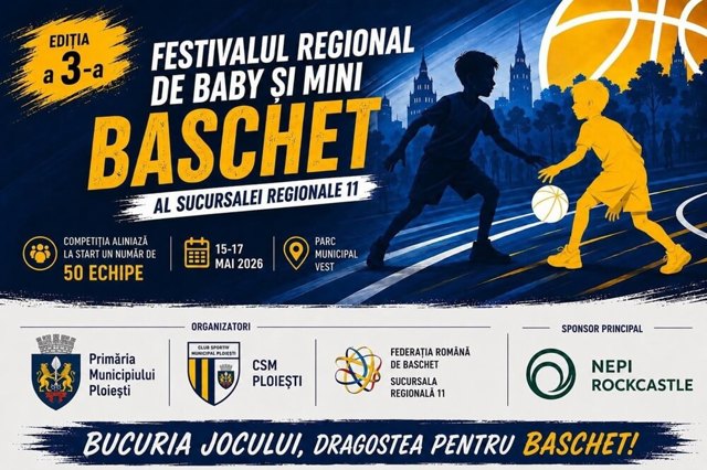 Vineri începe, la Ploiești, a III-a ediție a Festivalului Regional de Baby și Mini Baschet