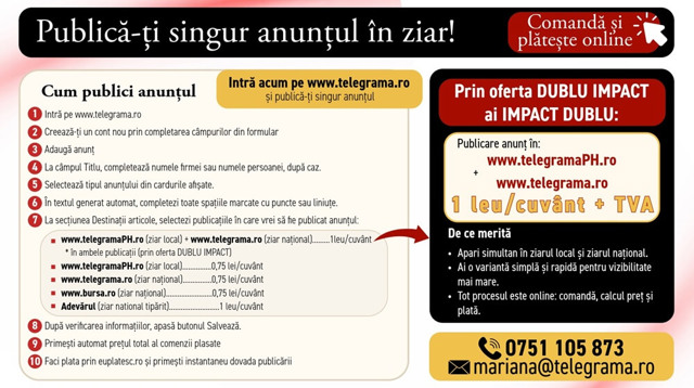 Publicare Convocator AGA în ziar. GHID COMPLET, pas cu pas, pe TELEGRAMA.RO